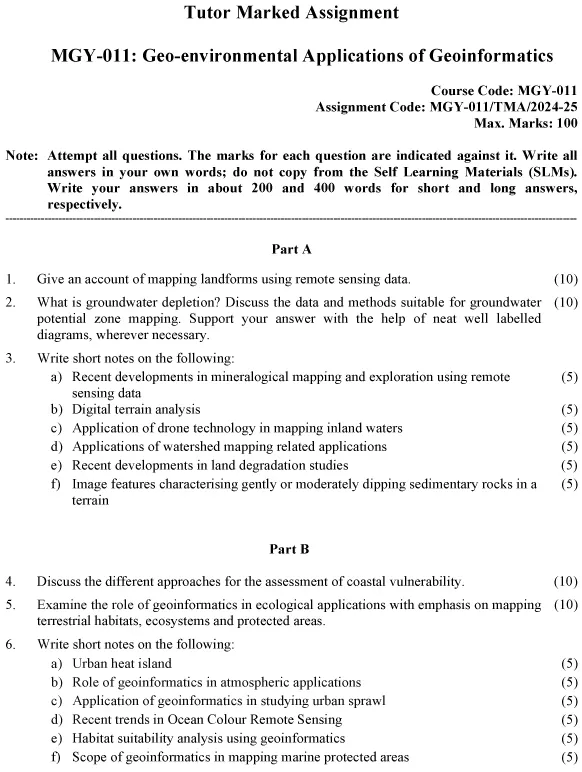 MGY-11 - Geo-environmental Applications of Geoinformatics-July 2024 - January 2025