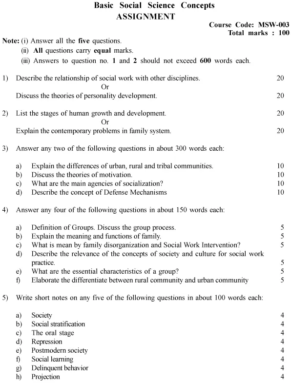 MSW-03 - Basic Social Science Concepts-July 2024 - January 2025