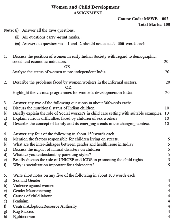 MSWE-02 - Women and Child Development-July 2023 - January 2024