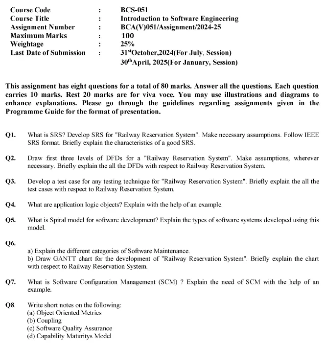 BCS-51 - Introduction to Software Engineering-July 2024 - January 2025