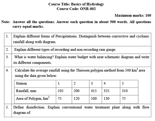 ONR-02 - Basics of Hydrology-July 2024 - January 2025