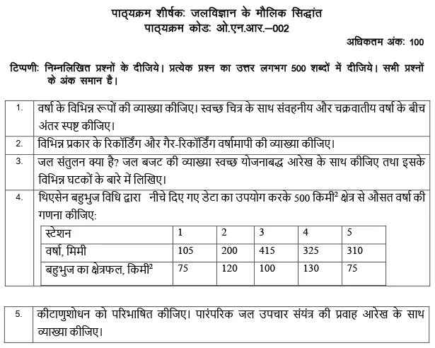 ONR-02 - Basics of Hydrology-July 2024 - January 2025