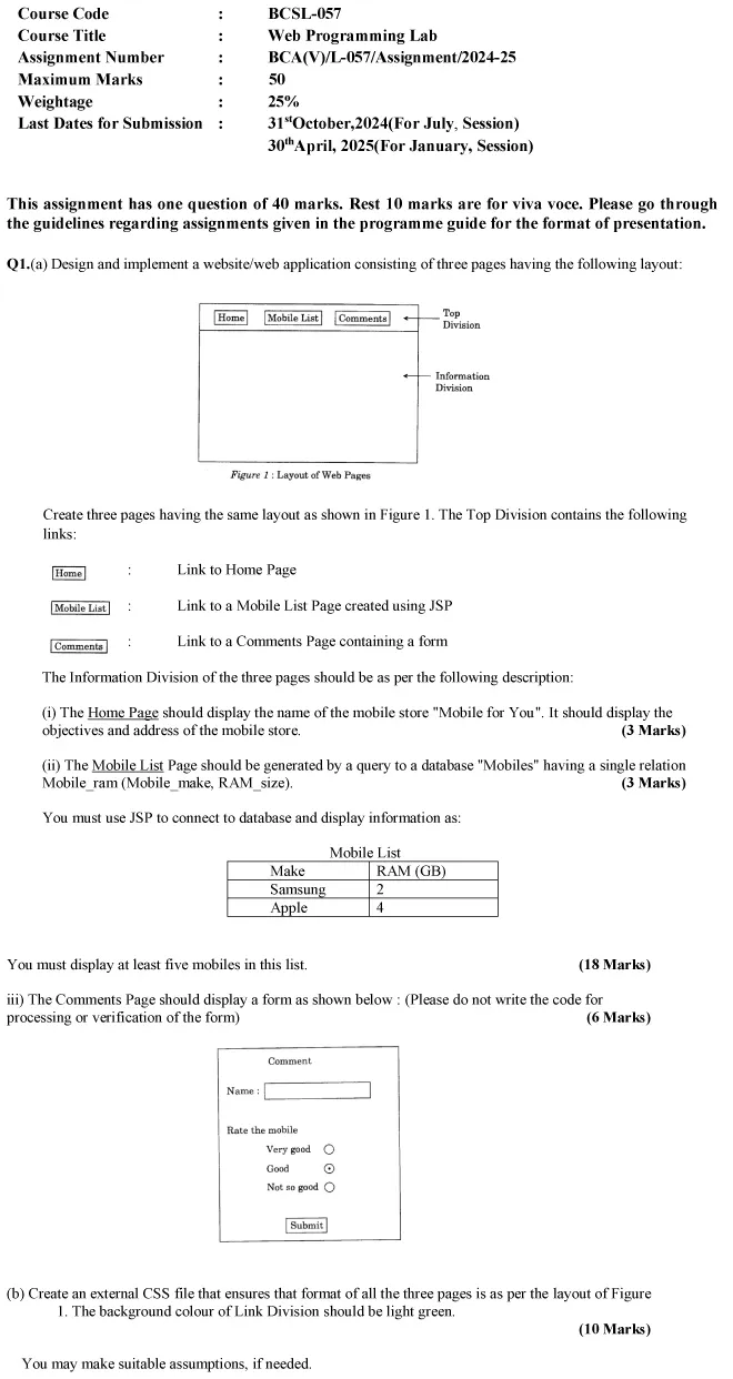 BCSL-57 - Web Programming Lab-July 2024 - January 2025