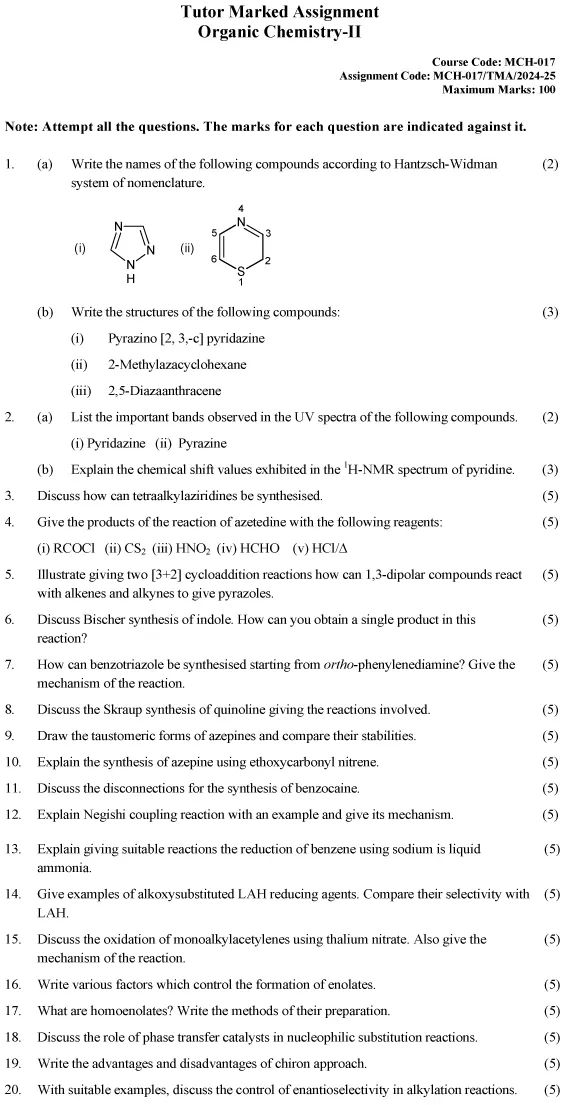 MCH-17 - Organic Chemistry-II-July 2024 - June 2025