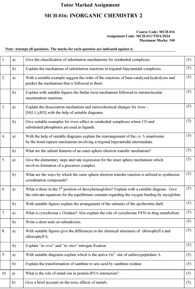 MCH-16 - Inorganic Chemistry -II-July 2024 - June 2025