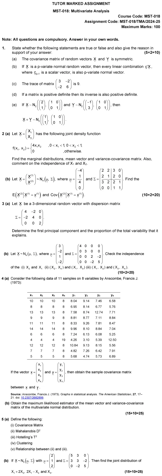 MST-18 - Multivariate Analysis-June 2024 - June 2025