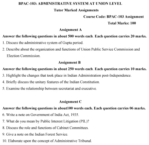 BPAC-103 - Administrative System at Union Level-July 2024 - January 2025