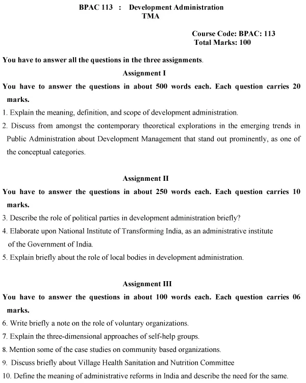 BPAC-113 - Development Administration-July 2024 - January 2025