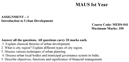 MEDS-41 - Introduction to Urban Development-July 2024 - January 2025