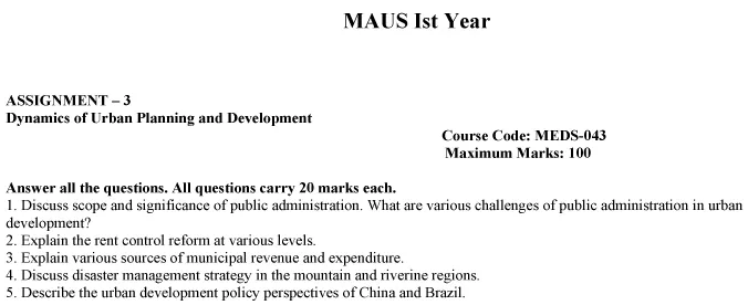 MEDS-43 - Dynamics of Urban Planning and Development-July 2024 - January 2025