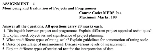 MEDS-44 - Monitoring and Evaluation of Projects and Programmes-July 2024 - January 2025