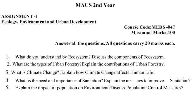 MEDS-47 - Ecology, Environment and Urban Development-July 2024 - January 2025