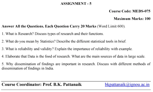 MEDS-75 - Research Methodology in Population and Family Health Studies-July 2024 - January 2025