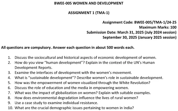 BWEE-05 - Women and Development-July 2024 - January 2025