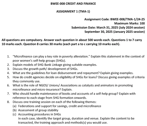 BWEE-08 - Credit and Finance-July 2024 - January 2025