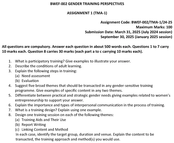 BWEF-02 - Gender Training Perspectives-July 2024 - January 2025