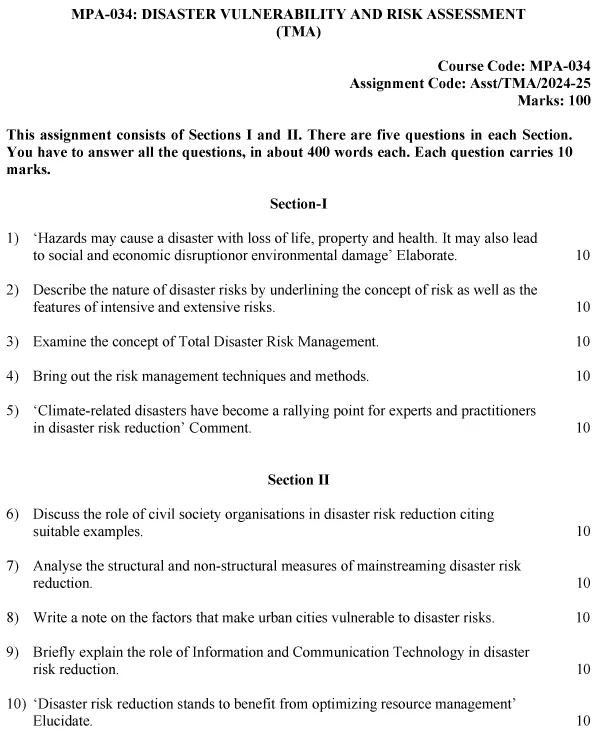 MPA-34 - Disaster Vulnerability and Risk Assessment-July 2024 - January 2025