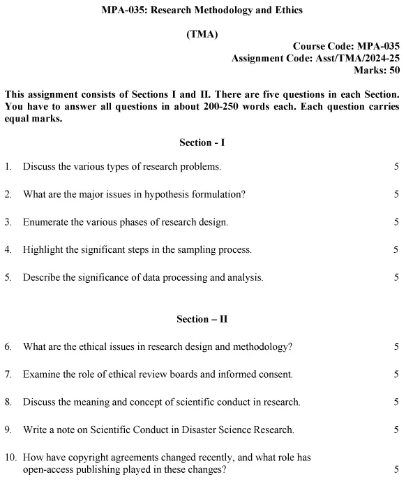 MPA-35 - Research Methodology and Ethics-July 2024 - January 2025