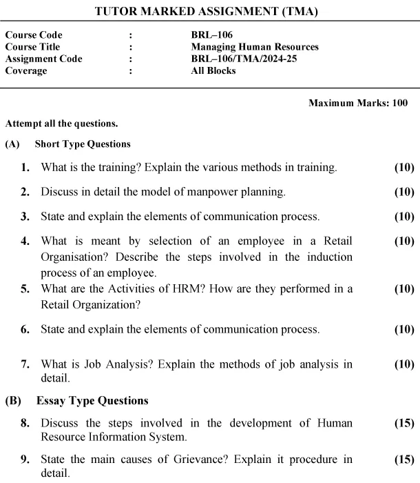 BRL-106 - Managing Human Resources-July 2024 - June 2025