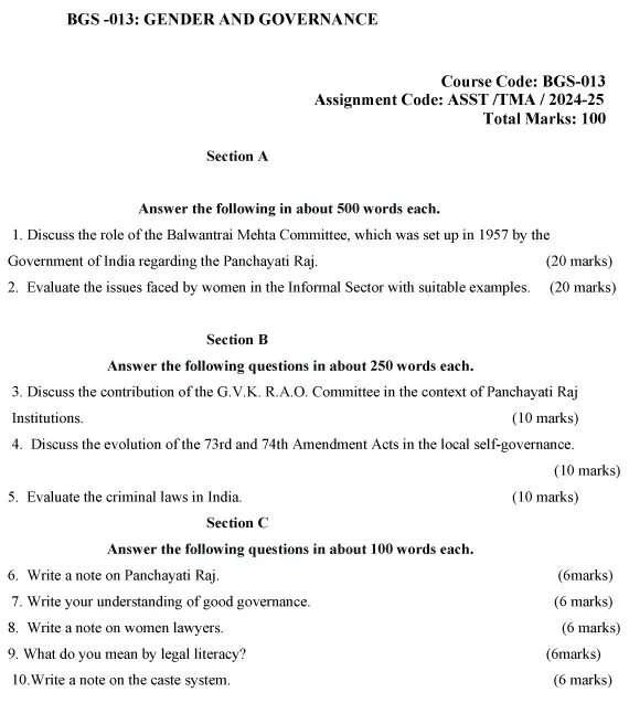 BGS-13 - Gender and Governance-July 2024 - January 2025