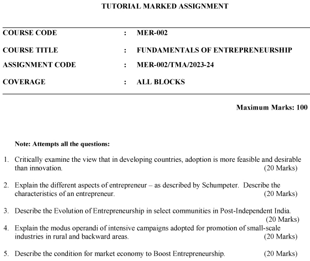 MER-02 - Fundamentals of Entrepreneurship-July 2023 - January 2024