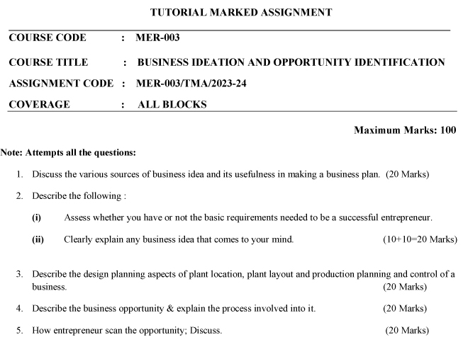 MER-03 - Business Ideation and Opportunity Identification-July 2023 - January 2024