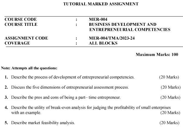 MER-04 - Business Development and Entrepreneurial Competencies-July 2023 - January 2024