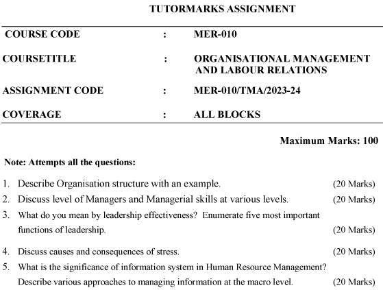 MER-10 - Organizational Management and Labour Relations-July 2023 - January 2024