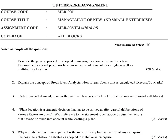 MER-06 - Management of New and Small Enterprises-July 2024 - January 2025