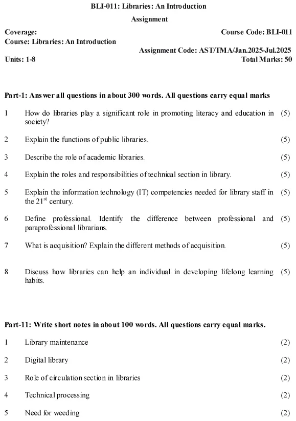 BLI-11 - Libraries: An Introduction-January 2025 - July 2025