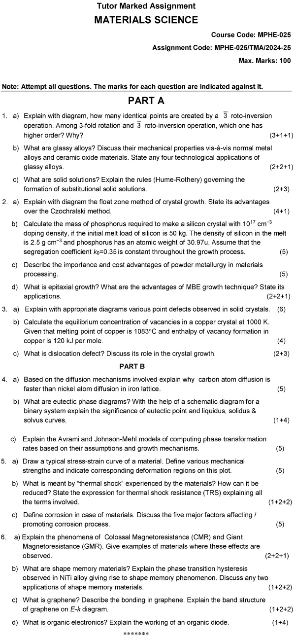 MPHE-25 - Materials Science-July 2024 - June 2025