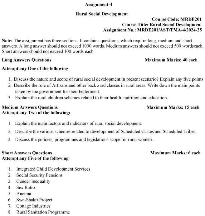 MRDE-201 - Rural Social Development-July 2024 - January 2025