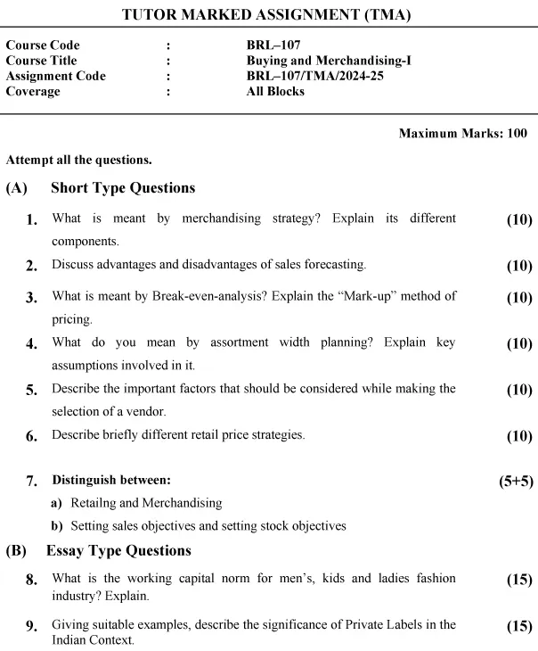 BRL-107 - Buying and Merchandising-I-July 2024 - January 2025