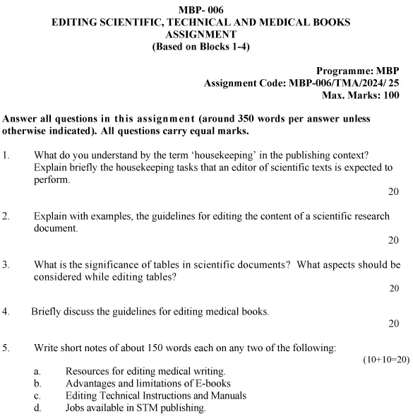 MBP-06 - Editing Scientific, Technical and Medical Books-July 2024 - January 2025