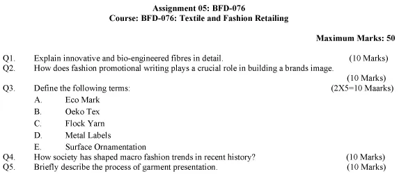 BFD-76 - Textile and Fashion Retailing -July 2024 - January 2025