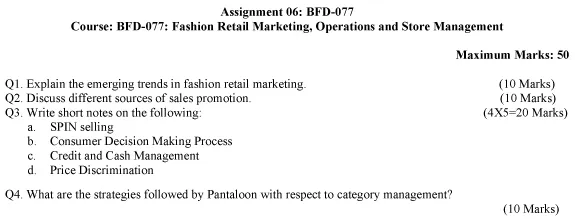 BFD-77 - Fashion Retail Marketing Operations and Store Management-July 2024 - January 2025