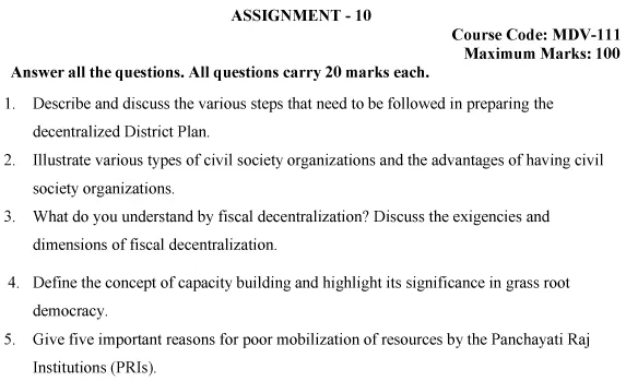 MDV-111 - Local Self Governance and Development-July 2024 - January 2025