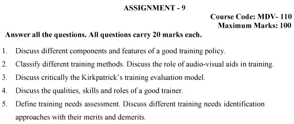 MDV-110 - Training and Development-July 2024 - January 2025