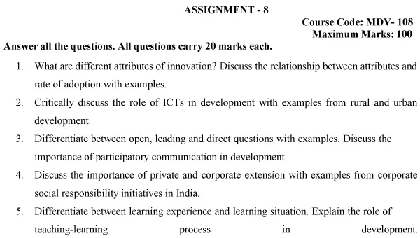 MDV-108 - Development Communication and Extension-July 2024 - January 2025