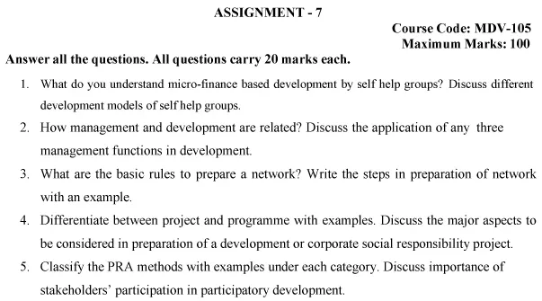 MDV-105 - Development Planning and Management-July 2024 - January 2025