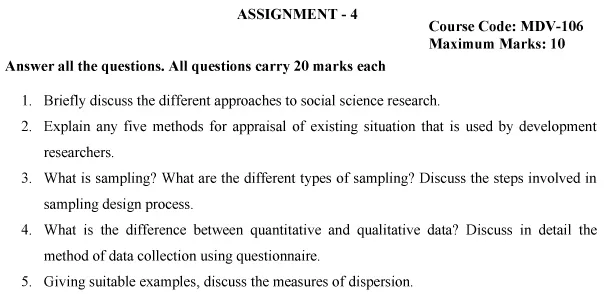 MDV-106 - Research Methodology in Development Studies-July 2024 - January 2025