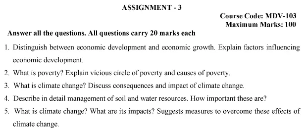 MDV-103 - Issues and Challenges of Development-July 2024 - January 2025