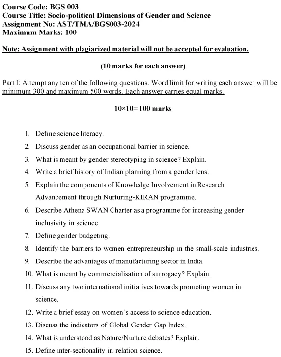 BGS-03 - Socio-Political Dimensions of Gender and Science-July 2024 - January 2025