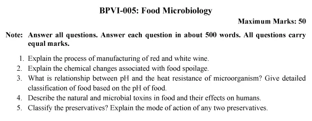 BPVI-05 - Food Microbiology-July 2024 - January 2025