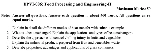 BPVI-06 - Food Processing and Engineering-II-July 2024 - January 2025