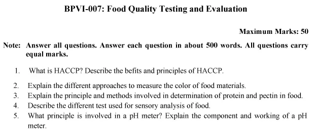 BPVI-07 - Food Quality Testing and Evaluation-July 2024 - January 2025