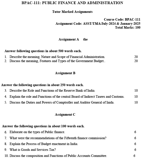 BPAC-111 - Public Finance and Administration-July 2024 - January 2025