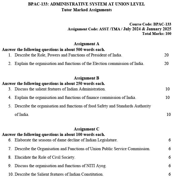 BPAC-133 - Administrative system at Union Level-July 2024 - January 2025