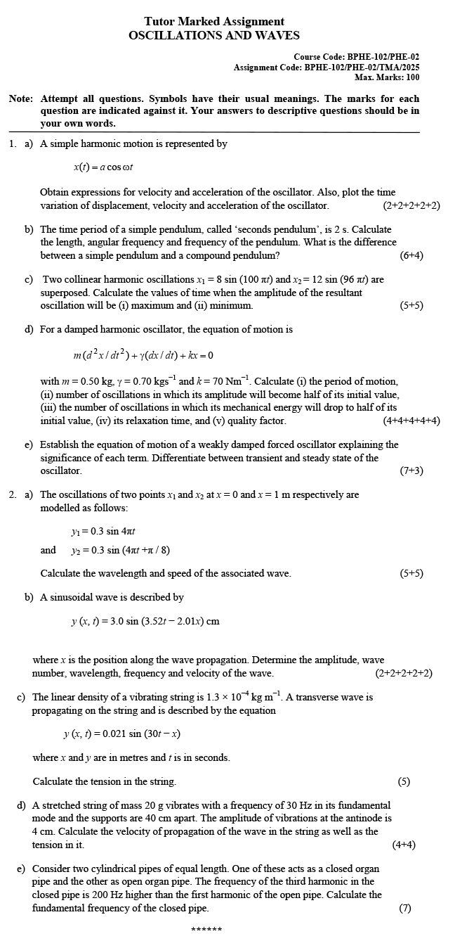 BPHE-102/PHE-02 - Oscillations and Waves-January 2025 - December 2025