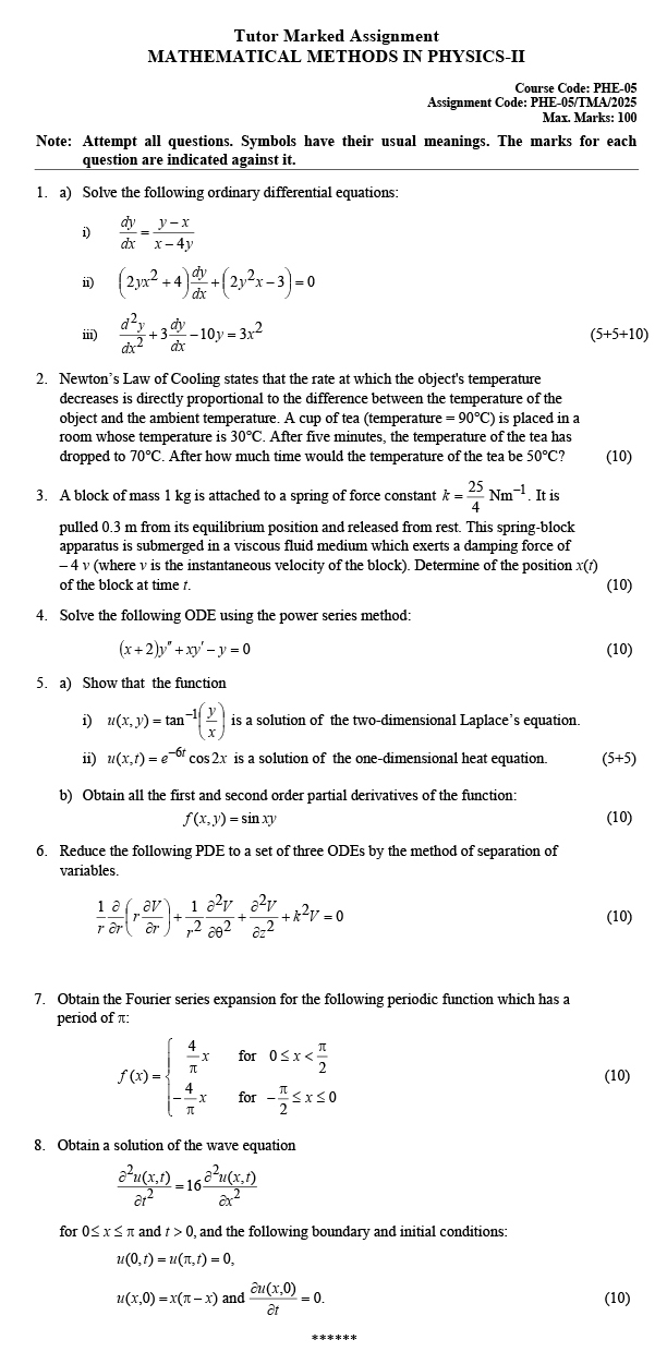 PHE-05 - Mathematical Methods in Physics-II-January 2025 - December 2025